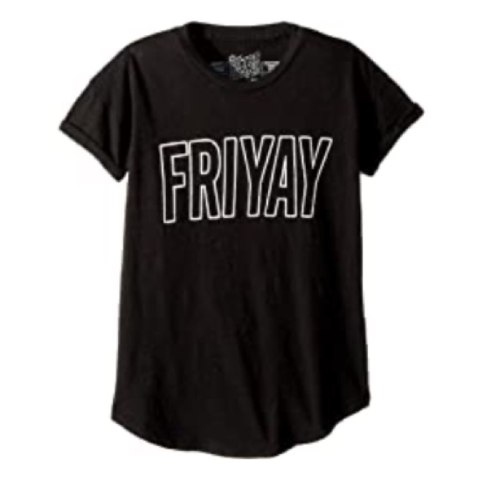 The Original Retro Brand Girl's Friyay Slub Cotton T-Shirt w/Rolled Short Sleeve
